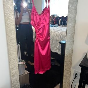 Pink satin new years dress
